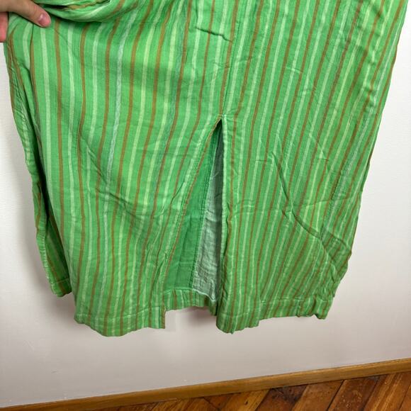 Ace & Jig Striped Cotton Sleeveless Center Slit Maxi Dress in Green Size Large - Picture 4 of 7